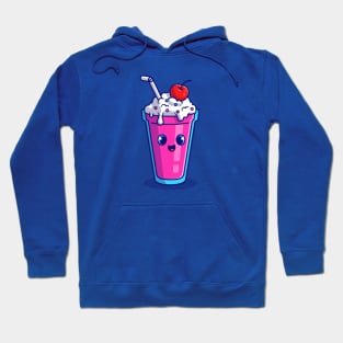 Cute Milkshake With Cherry Cartoon Hoodie